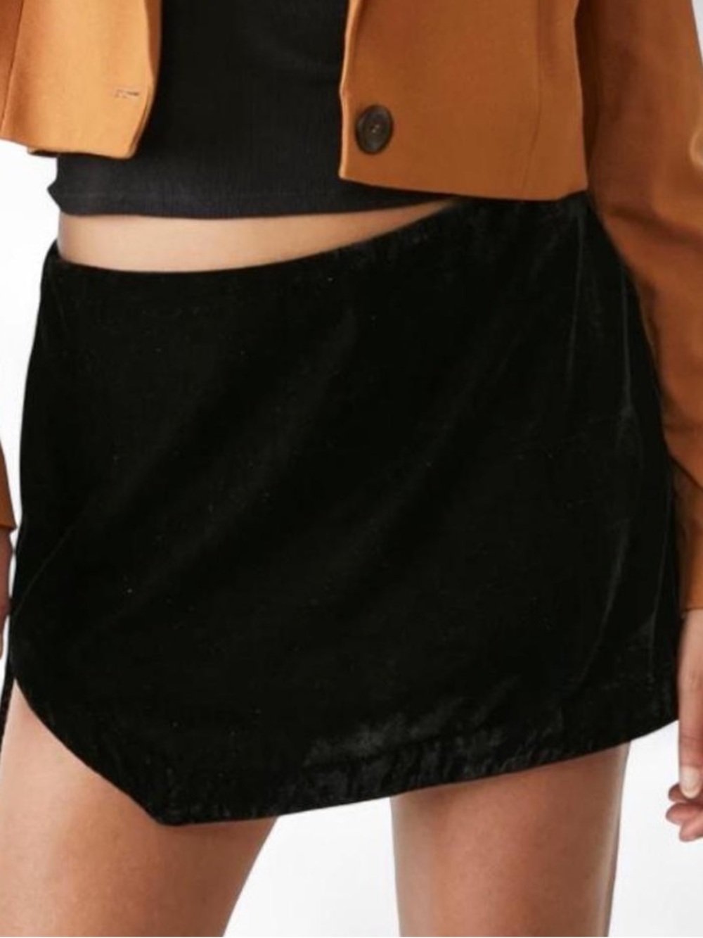 Free People Black Velvet Mini Skirt